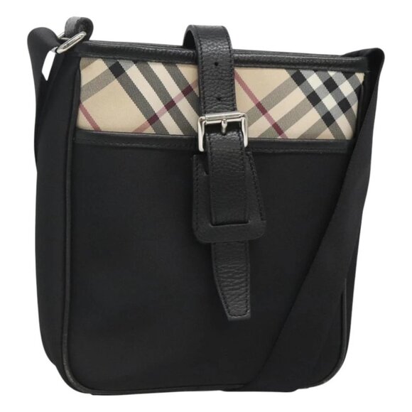 BURBERRY Shoulder Bag Nylon Black Silver Auth sw747 - Picture 1 of 14